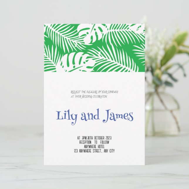 Minimalist Flower Wedding invitations  (Standing Front)
