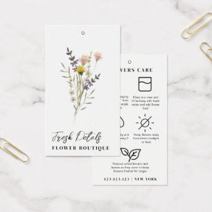 Minimalist Flowers Care Florist Hang Tags