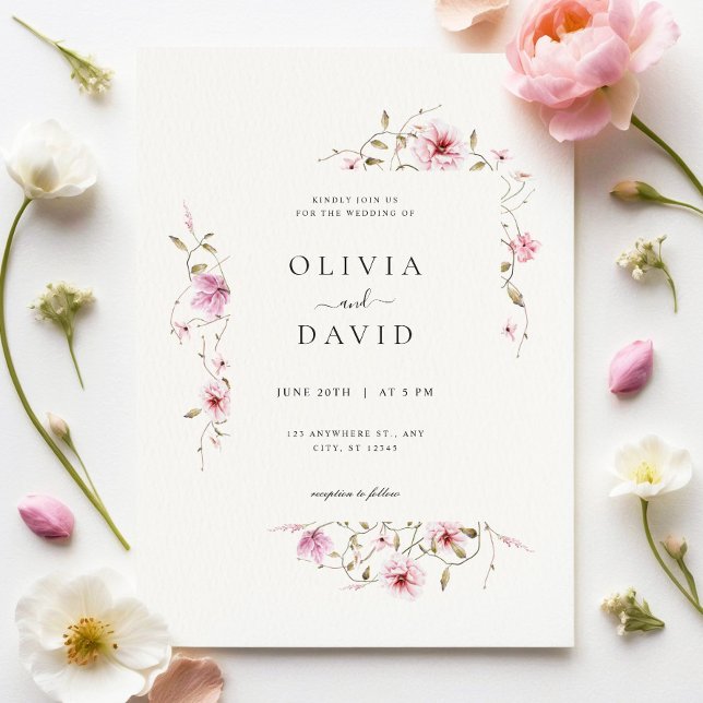 Minimalist Flowers Elegant Wedding Invitation (Creator Uploaded)