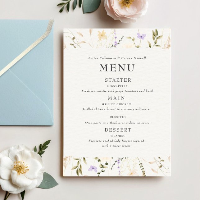 Minimalist Flowers Elegant Wedding Invitation Menu (Creator Uploaded)