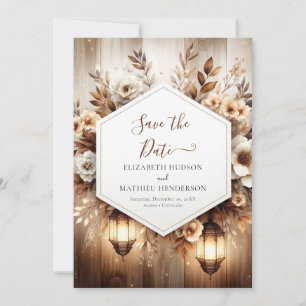 Minimalist Flowers Rustic Wedding Save The Date