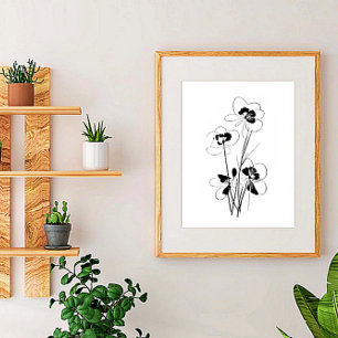 Minimalist flowers sketch art poster