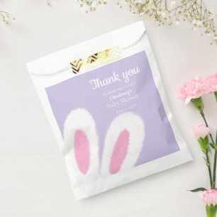 Minimalist fluffy bunny baby shower favour bag
