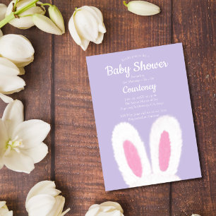 Minimalist fluffy bunny baby shower Invitation