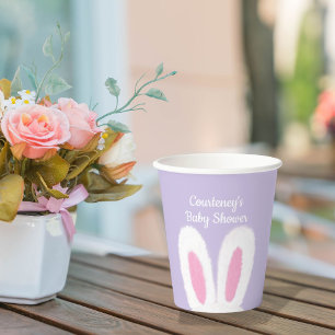 Minimalist fluffy bunny baby shower paper cups
