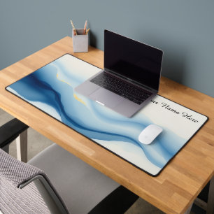 Minimalist Fluid Motion Blue Gradient Desk Mat