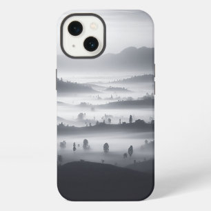 Minimalist Foggy Forest Phone Case Black and White