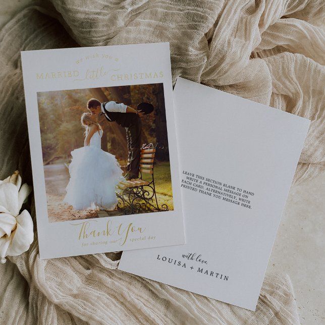 Minimalist Foil Married Little Christmas Thank You Foil Holiday Card (Creator Uploaded)