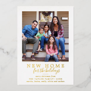 Minimalist Foil New Home For The Holidays Photo Holiday Card