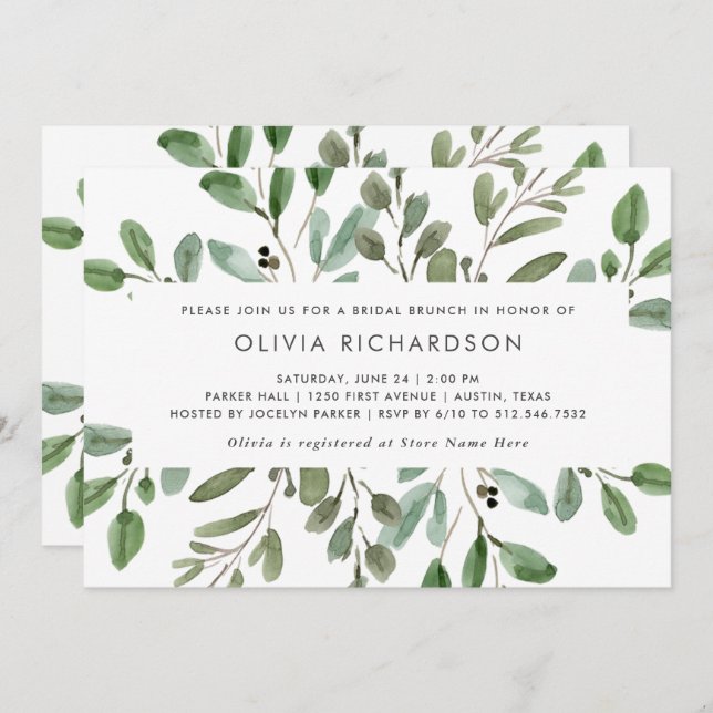 Minimalist Foliage | Bridal Brunch Invitation (Front/Back)