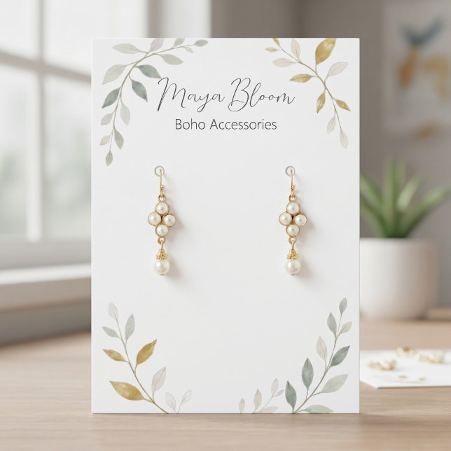 Minimalist Foliage Custom Earring Display Card (Earrings With Foliage)