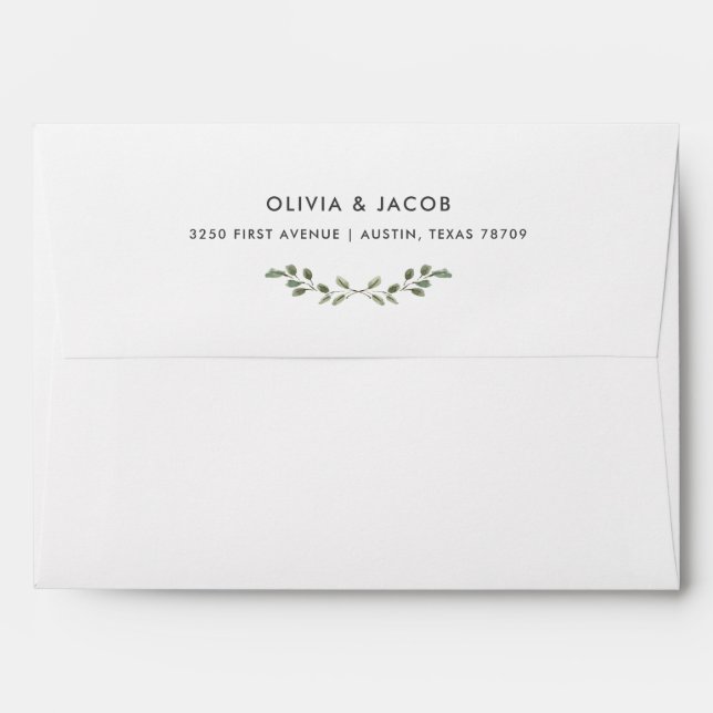 Minimalist Foliage | Dark Grey Inside Wedding Envelope (Back (Top Flap))