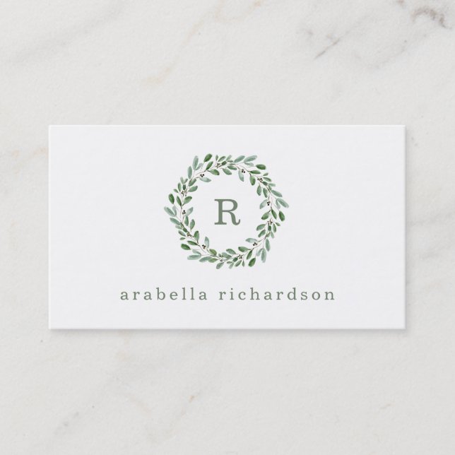 Minimalist Foliage | Monogram Business Card (Front)