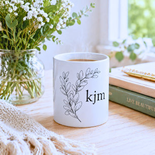 Minimalist Foliage Monogram  Coffee Mug