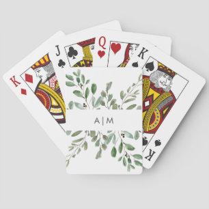 Minimalist Foliage   Monogram Playing Cards