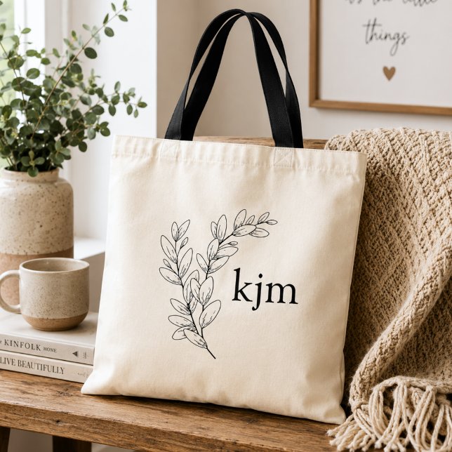 Minimalist Foliage Monogram  Tote Bag (Creator Uploaded)