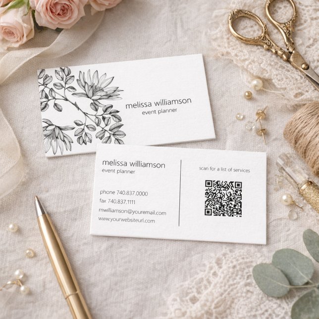 Minimalist Foliage QR Code  Business Card (Creator Uploaded)