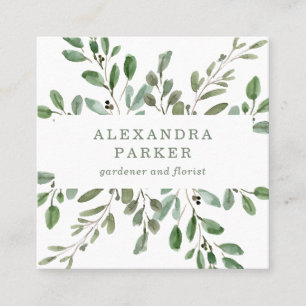 Minimalist Foliage Square Business Card