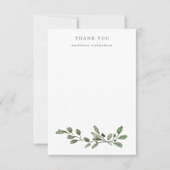 Minimalist Foliage Thank You Card (Front)