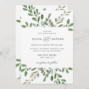 Minimalist Foliage   Wedding Invitation