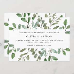 Minimalist Foliage   Wedding Invitation