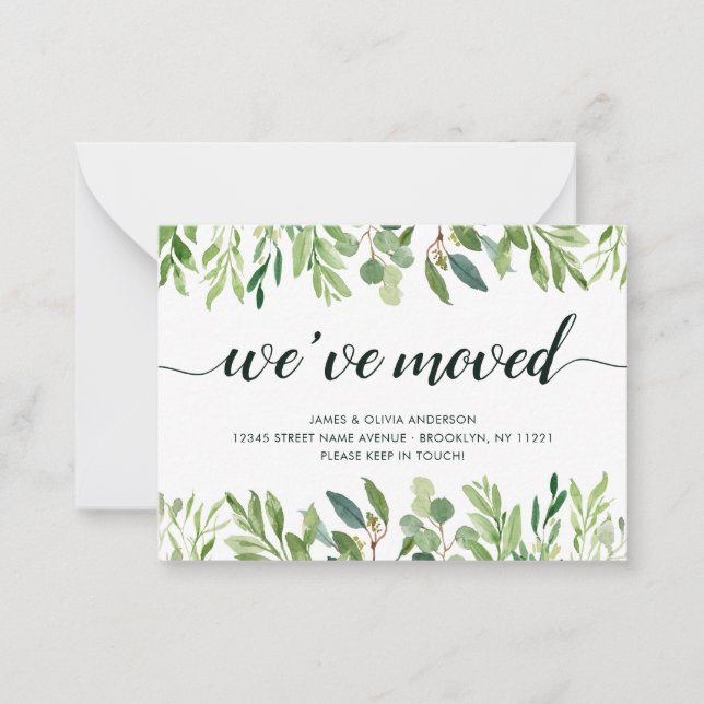 Minimalist Foliage We've Moved New Address Moving  Card (Front)