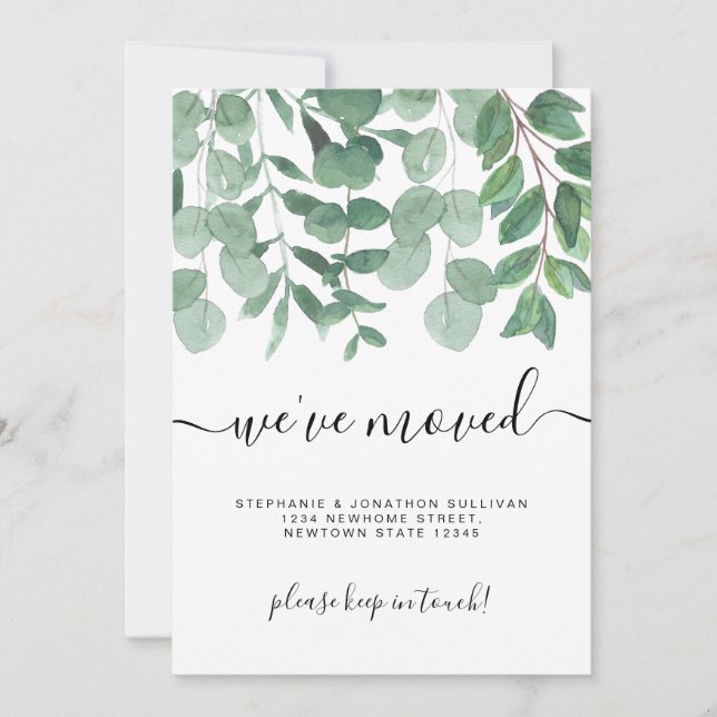 Minimalist Foliage We've Moved New Home Moving Announcement (Front)