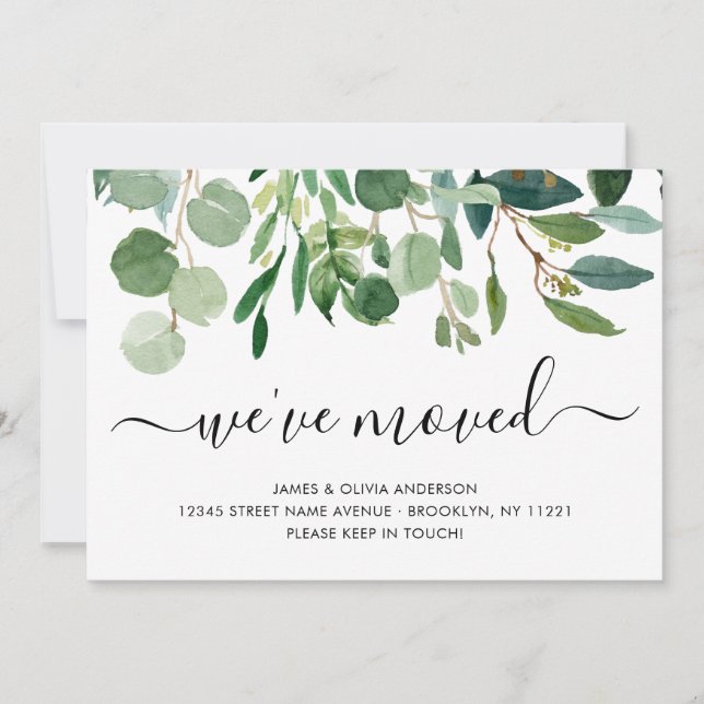 Minimalist Foliage We've Moved New Home Moving Announcement (Front)