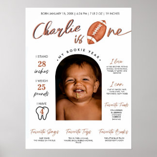 Minimalist Football Rookie of the Year First Year  Poster