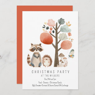 Minimalist Forest Animals Christmas Party Invitation