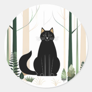 Minimalist Forest Cat is a new breed of cat that w Classic Round Sticker