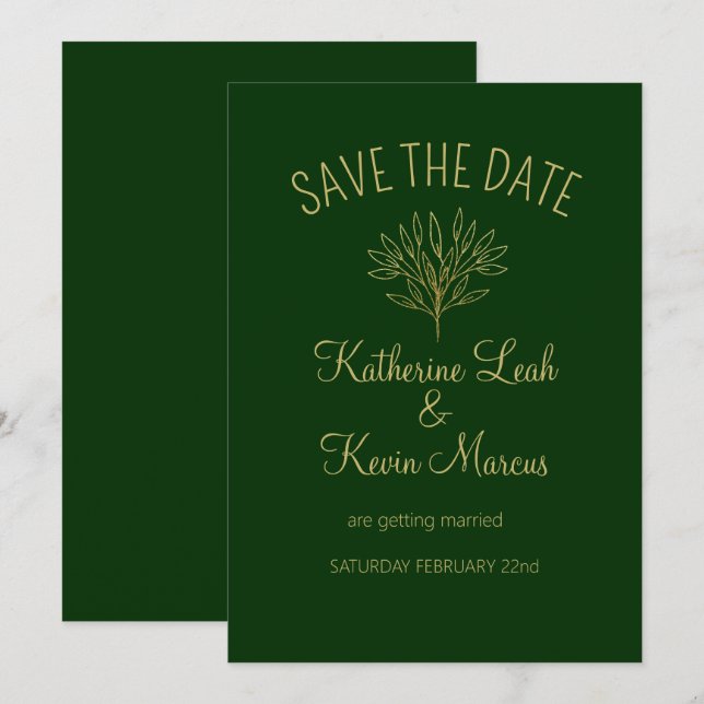 Minimalist Forest Green  Design Invitation (Front/Back)