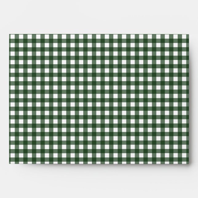 Minimalist Forest Green Gingham Envelope (Front)