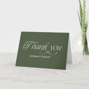 Minimalist Forest Green Photo Thank You Card