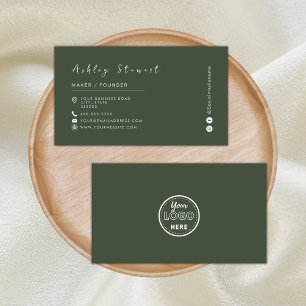 Minimalist Forest Green Professional Branding Logo Business Card