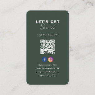 Minimalist Forest Green Qr Code Connect With Us Enclosure Card