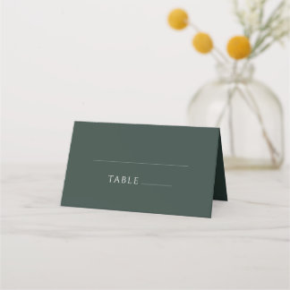 Minimalist Forest Green Simple Classic Wedding Place Card