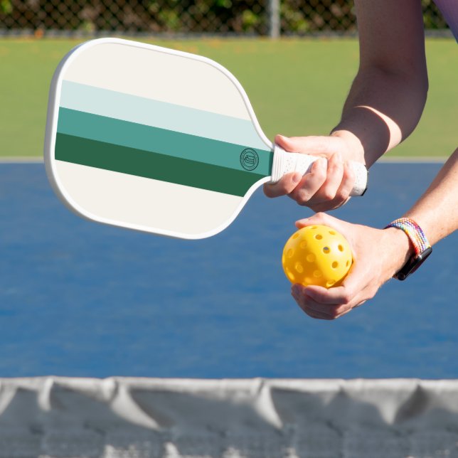 Minimalist Forest Green Stripes Pickleball Paddle (Insitu)