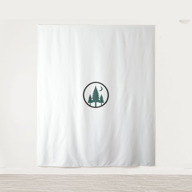 Minimalist Forest Moon Shadow Nature Wall Tapestry (Front)