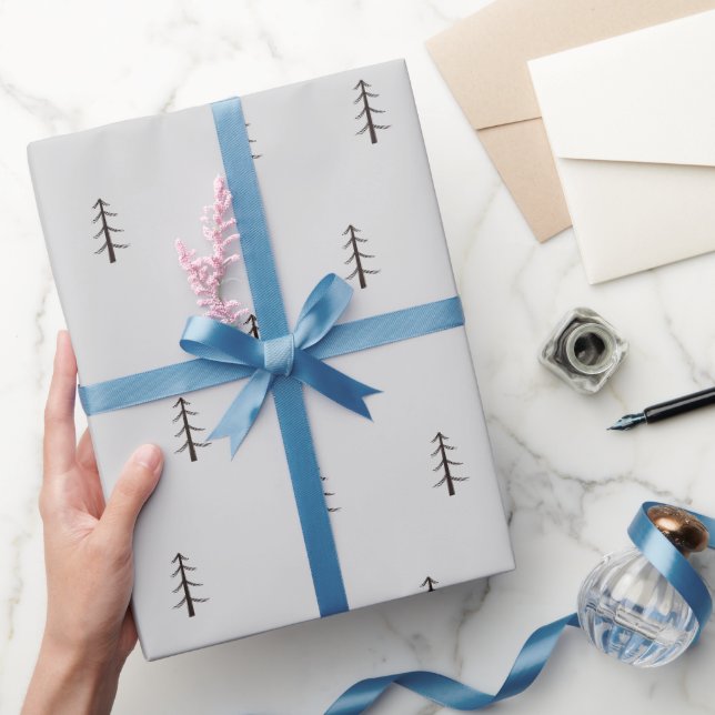Minimalist Forest on Light Grey Wrapping Paper (Gifting)
