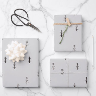 Minimalist Forest on Light Grey Wrapping Paper Sheet