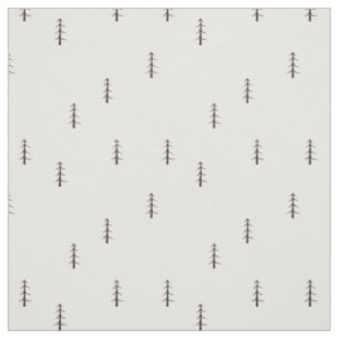 Minimalist Forest on White Fabric