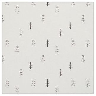 Minimalist Forest on White Fabric