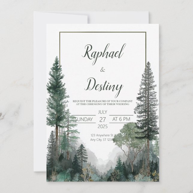 Minimalist Forest Wedding Invitation Woodland (Front)