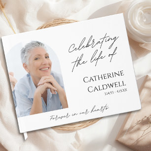 Minimalist Forever in Our Hearts Photo Funeral Guest Book