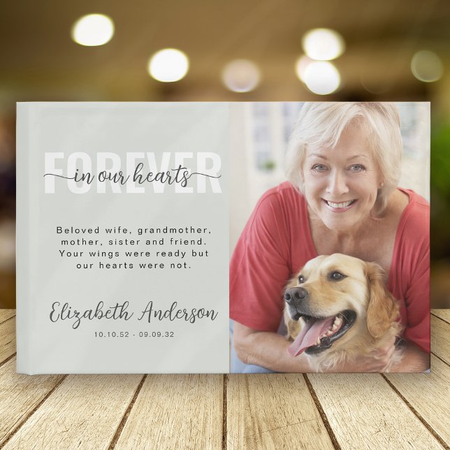 Minimalist Forever in Our Hearts Photo Funeral  Guest Book (Creator Uploaded)