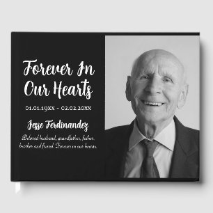 Minimalist Forever in Our Hearts Photo Funeral  Guest Book