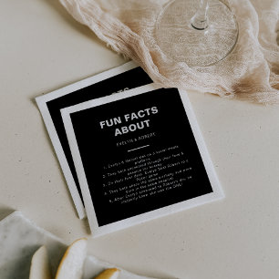 Minimalist Formal Black Trivia Fun Facts Wedding  Napkin