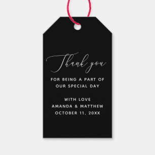 Minimalist Formal Black Wedding. Classic Thank You Gift Tags