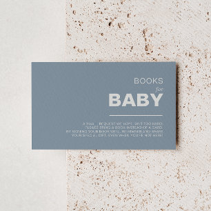 Minimalist Formal Blue Baby Shower Book Request   Enclosure Card
